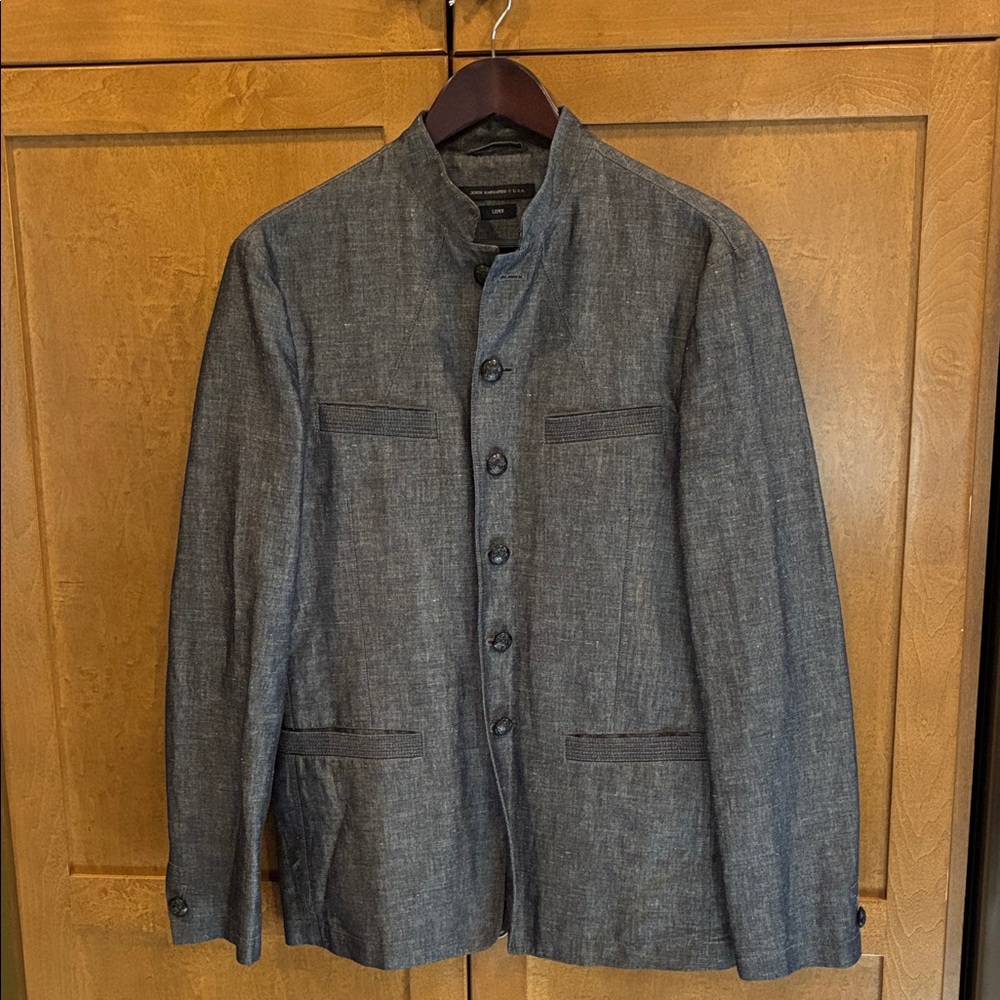 John Varvatos Gray Stand Collar Blazer